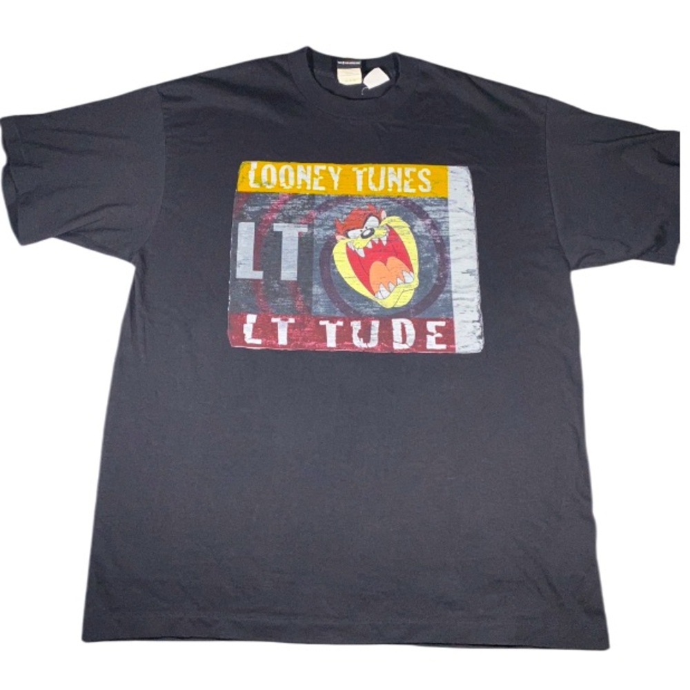 Vintage T-Shirt Looney Tunes Taz Men’s XL Single Stitch USA Black SS Crew 90’s